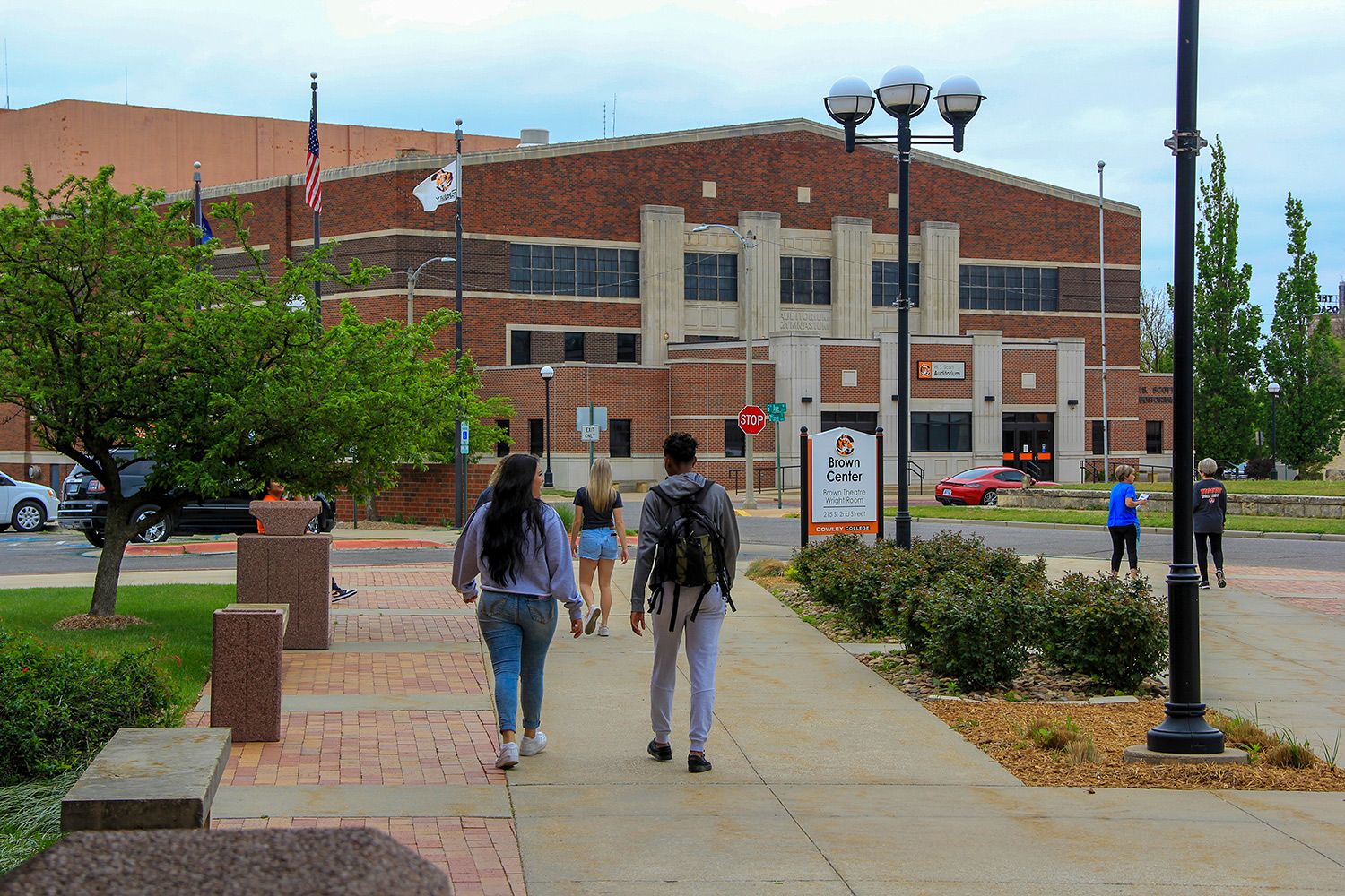 students walking campus